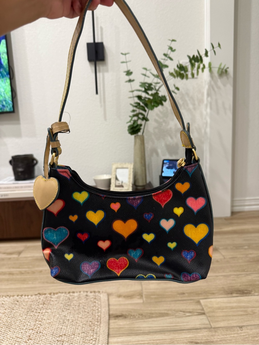 Y2K Vintage Multicolored Scribble Heart Shoulder Bag & Wallet Set